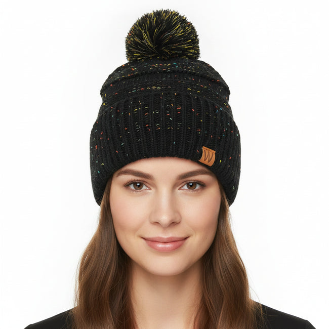 Wrapables Warm Knit Confetti Beanie with Pom Pom