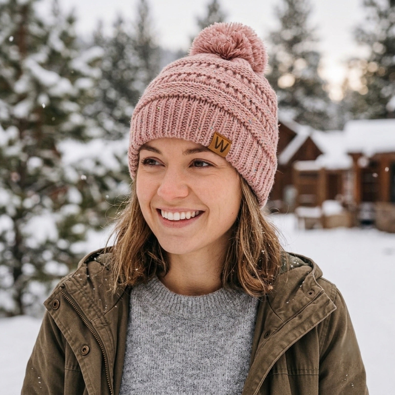 Wrapables Warm Knit Confetti Beanie with Pom Pom