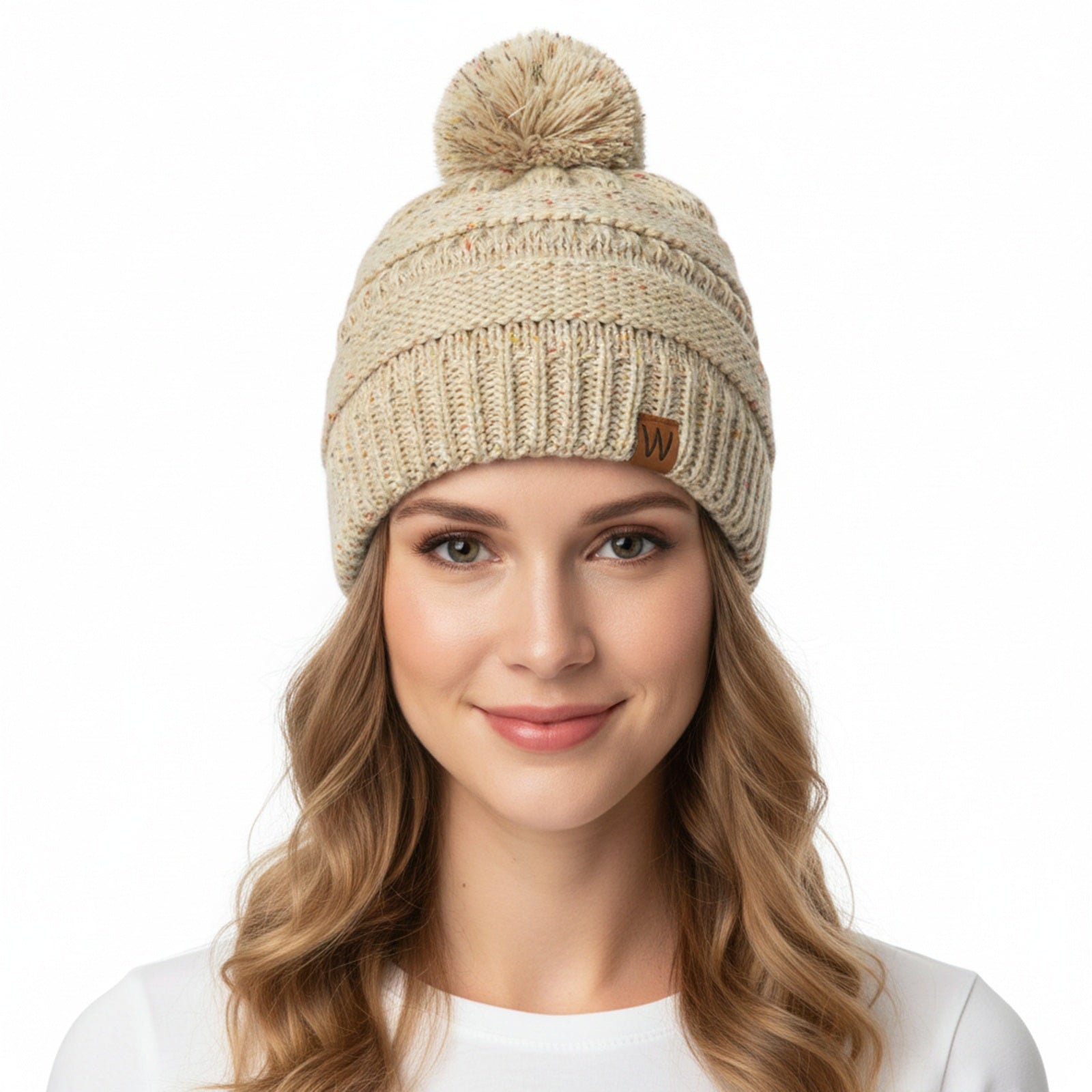 Wrapables Warm Knit Confetti Beanie with Pom Pom