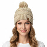 Wrapables Warm Knit Confetti Beanie with Pom Pom