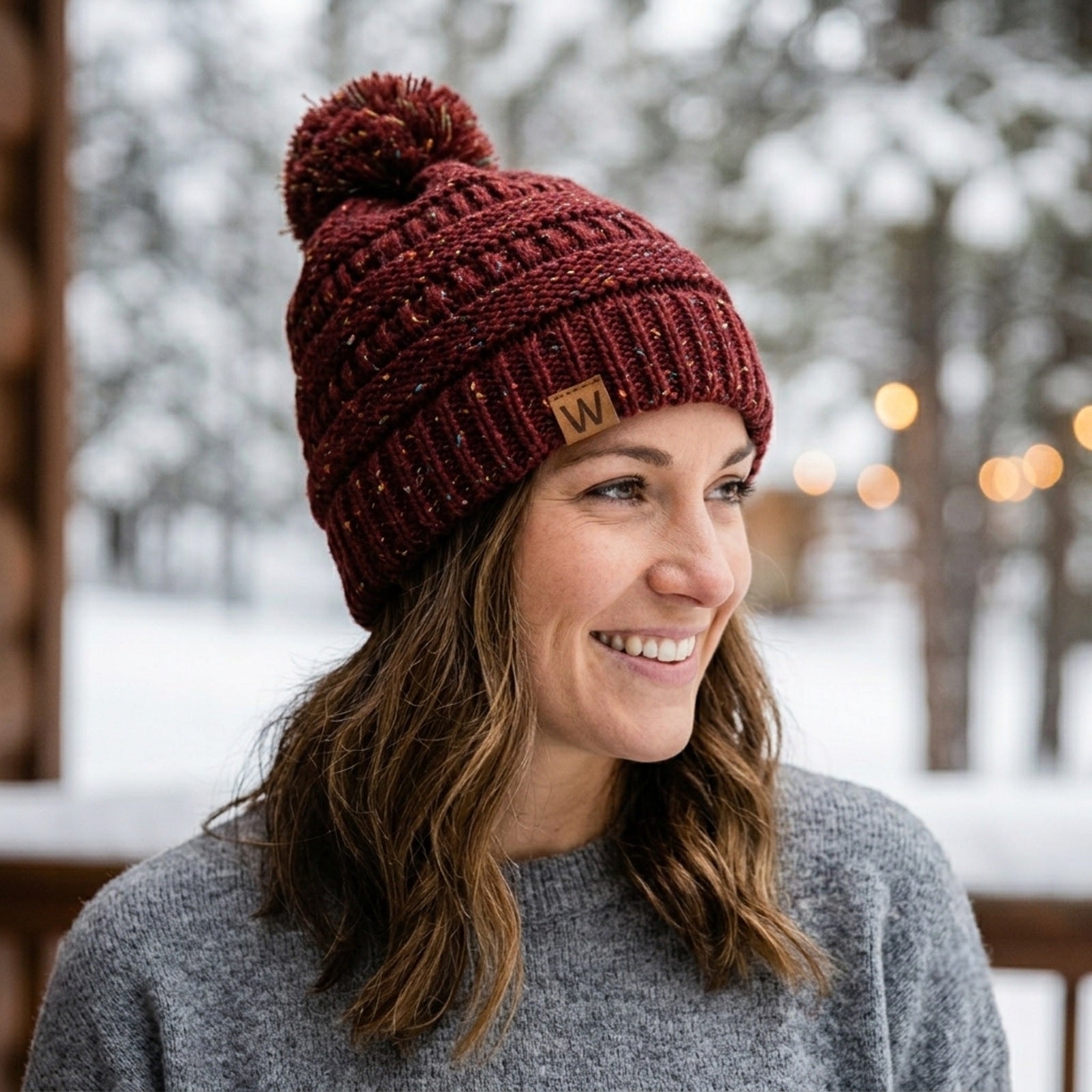 Wrapables Warm Knit Confetti Beanie with Pom Pom