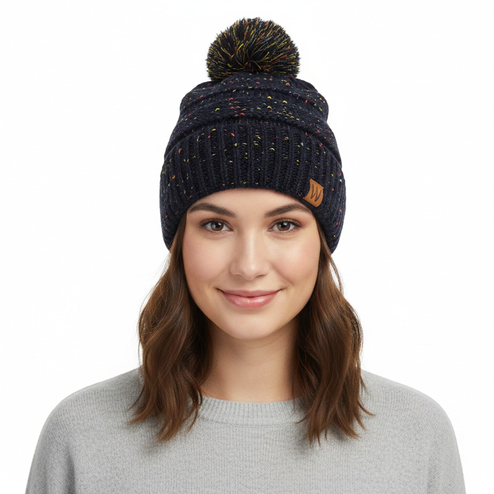 Wrapables Warm Knit Confetti Beanie with Pom Pom