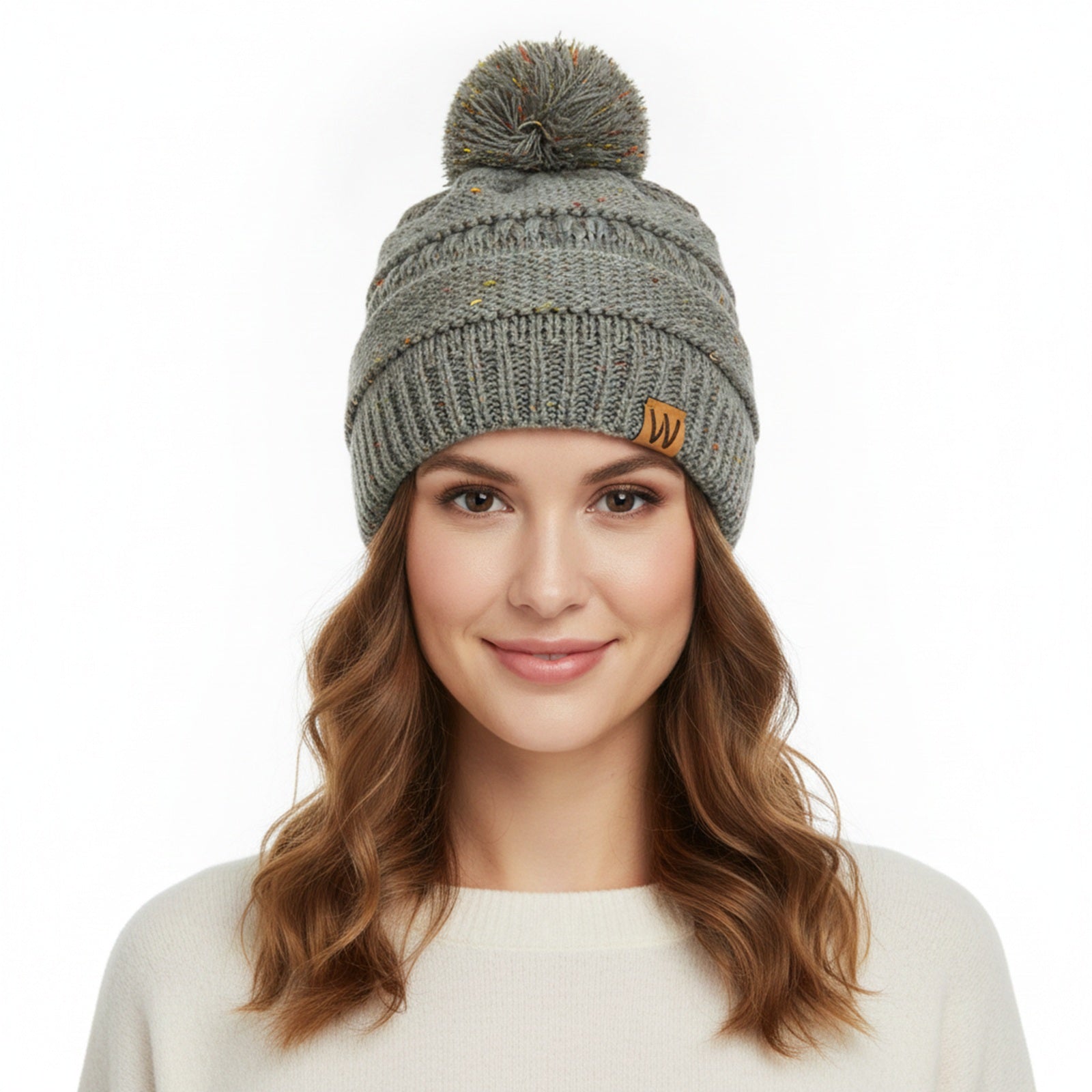 Wrapables Warm Knit Confetti Beanie with Pom Pom