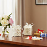 Wrapables Hearts and Flowers Wedding Party Favor Boxes Gift Boxes with Ribbon (Set of 50)
