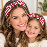 Wrapables Mommy and Me Boho Headband Headwrap, Red White and Blue