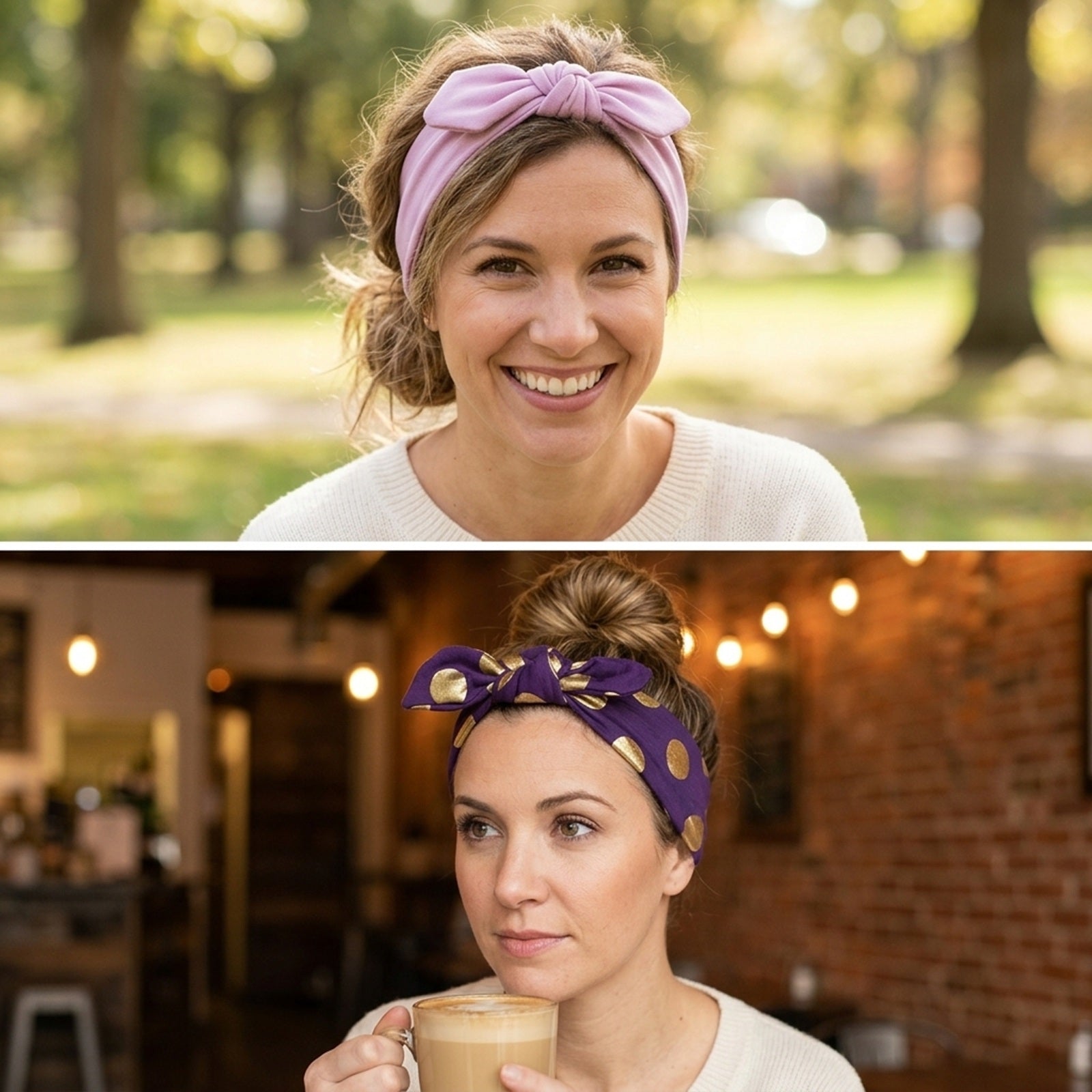 Wrapables Girls Boho Knotted Headband Headwrap (Set of 4), Purple Passion