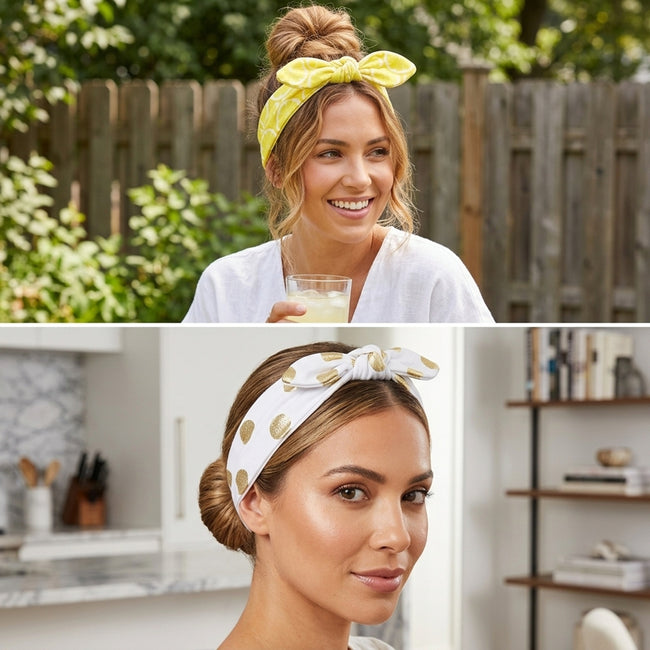 Wrapables Girls Boho Knotted Headband Headwrap (Set of 4), Grapefruit