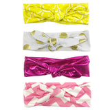 Wrapables Girls Boho Knotted Headband Headwrap (Set of 4), Grapefruit