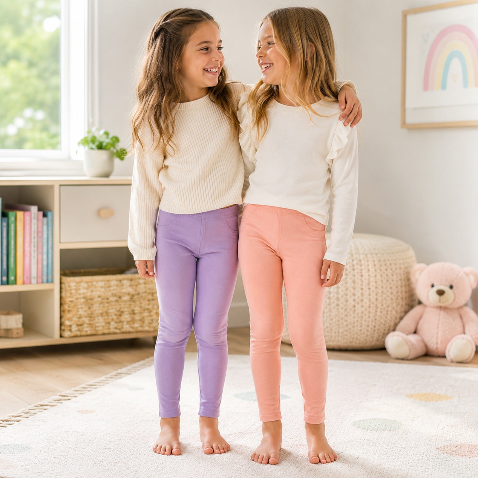 Wrapables Faux Jean Skinny Leggings for Girls (Set of 2)