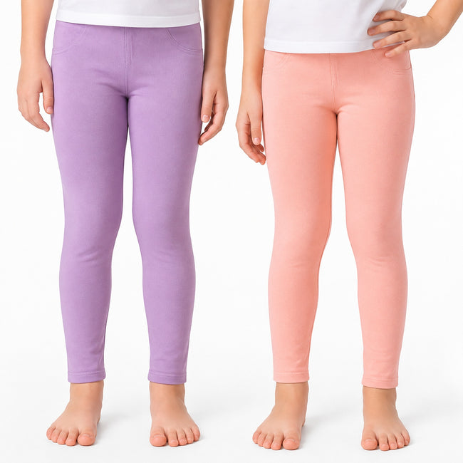 Wrapables Faux Jean Skinny Leggings for Girls (Set of 2)