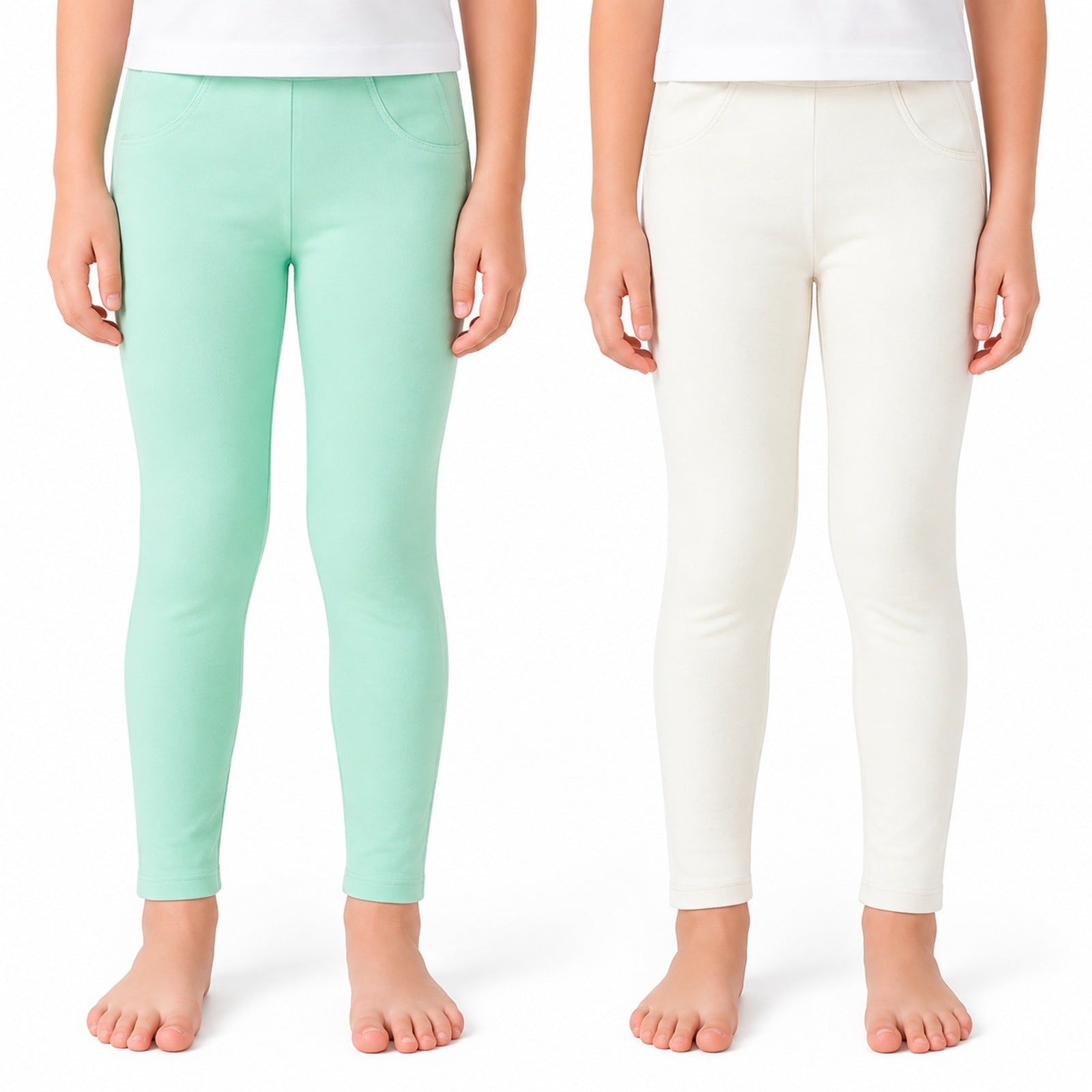 Wrapables Faux Jean Skinny Leggings for Girls (Set of 2)
