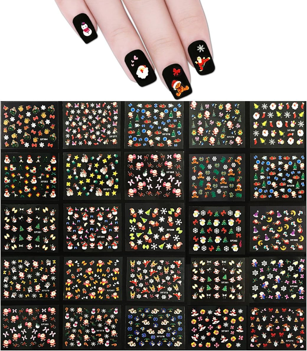 Wrapables 1700+ Kung Fu Santa Nail Stickers Nail Art 3D Nail Decal Sheets (50 sheets)