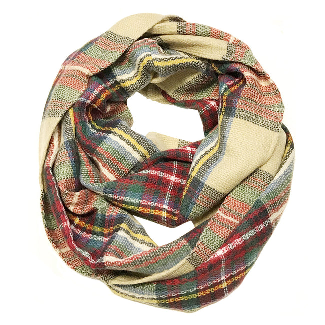 Wrapables Plaid Print Infinity Scarf, Red and Green