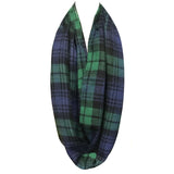 Wrapables Plaid Print Infinity Scarf and Beanie Hat Set, Blue and Green Set