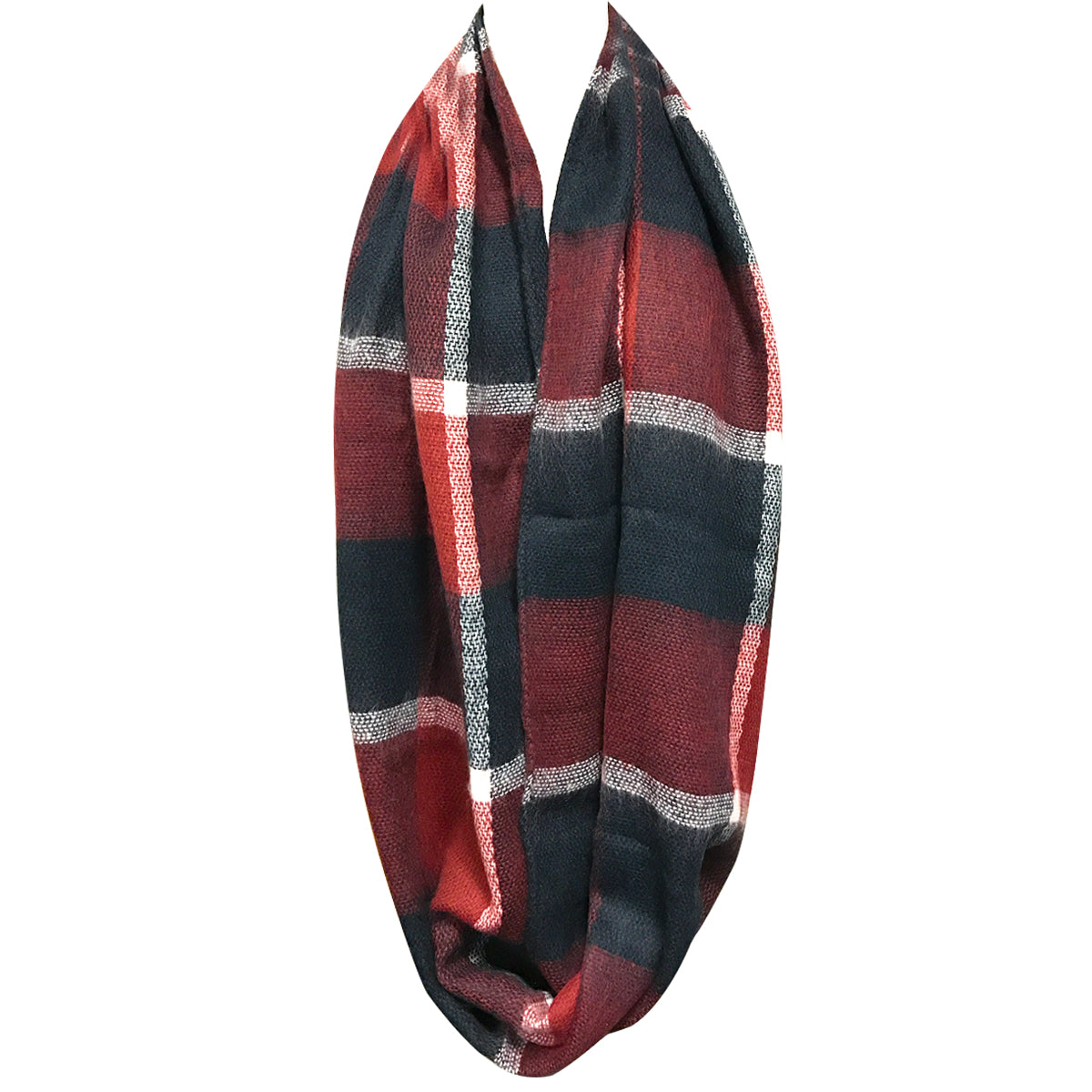 Wrapables Plaid Print Infinity Scarf, Navy and Wine