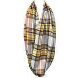 Wrapables Plaid Print Infinity Scarf and Beanie Hat Set, Tan and Orange