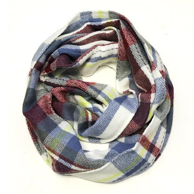 Wrapables Plaid Print Infinity Scarf, Gray and Wine