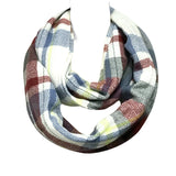 Wrapables Plaid Print Infinity Scarf, Gray and Wine