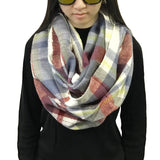 Wrapables Plaid Print Infinity Scarf, Gray and Wine