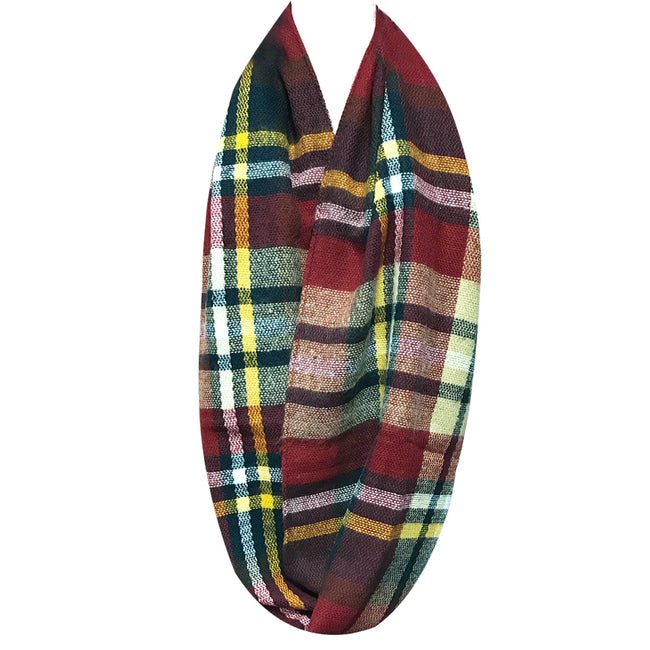 Wrapables Plaid Print Infinity Scarf, Red and Black