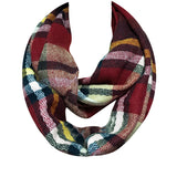 Wrapables Plaid Print Infinity Scarf and Beanie Hat Set, Red and Black Set