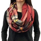 Wrapables Plaid Print Infinity Scarf, Red and Black