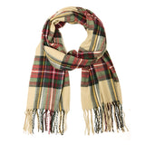 Wrapables Plaid Long Scarf Wrap with Fringe, Long Scarf, Red and Green