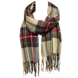 Wrapables Plaid Long Scarf Wrap with Fringe, Long Scarf, Red and Green