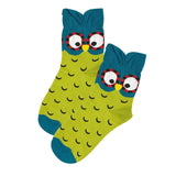 Wrapables Novelty Animal Print Crew Socks (Set of 5), Colorful Owl