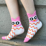 Wrapables Novelty Animal Print Crew Socks (Set of 5), Colorful Owl