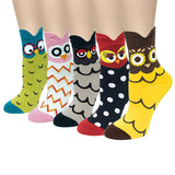 Wrapables Novelty Animal Print Crew Socks (Set of 5), Colorful Owl