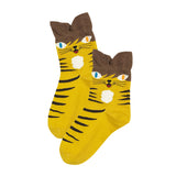 Wrapables Novelty Animal Print Crew Socks (Set of 5), Oh My Kitty