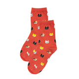 Wrapables Novelty Animal Print Crew Socks (Set of 5), Cat Face