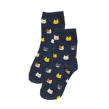 Wrapables Novelty Animal Print Crew Socks (Set of 5), Cat Face