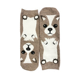 Wrapables Novelty Animal Print Crew Socks (Set of 5), Adorable Puppy Face