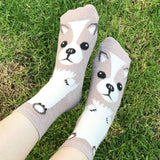 Wrapables Novelty Animal Print Crew Socks (Set of 5), Adorable Puppy Face