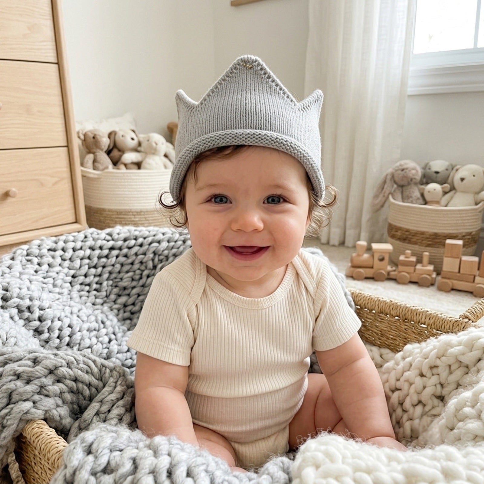 Wrapables Baby Boy & Girl Birthday Party Knitted Crown Headband Beanie Cap Hat