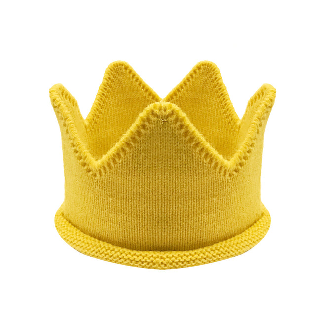 Wrapables Baby Boy & Girl Birthday Party Knitted Crown Headband Beanie Cap Hat, Yellow