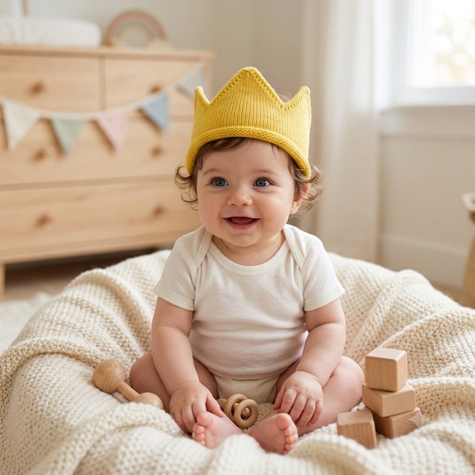 Wrapables Baby Boy & Girl Birthday Party Knitted Crown Headband Beanie Cap Hat