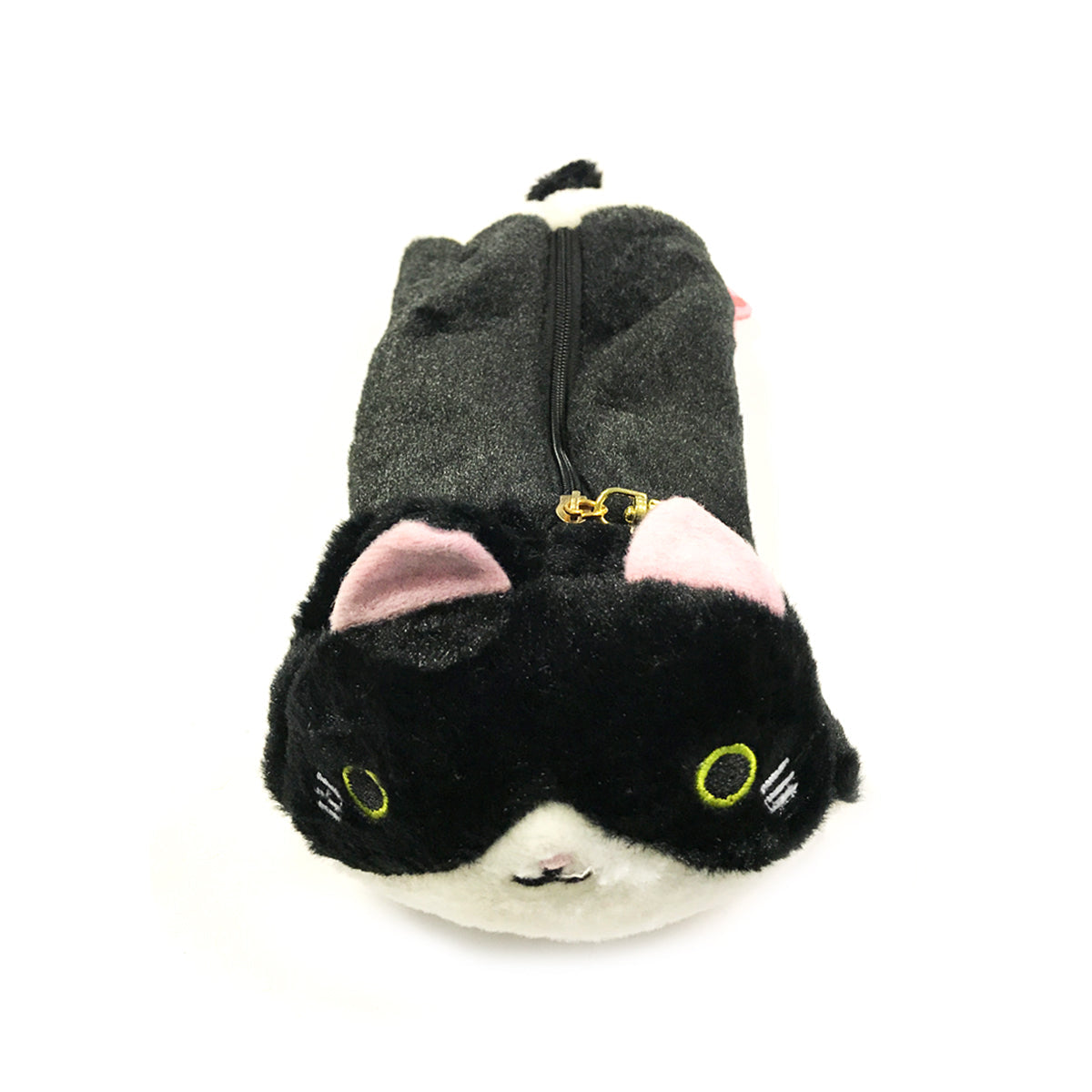 Wrapables Cute Cat Pouch Plush Pencil Case, Black and White