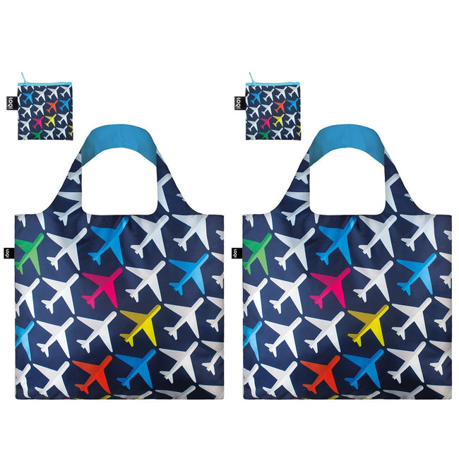 LOQI AIRPORT Airplane Reusable Shopping Bag (Set of 2)