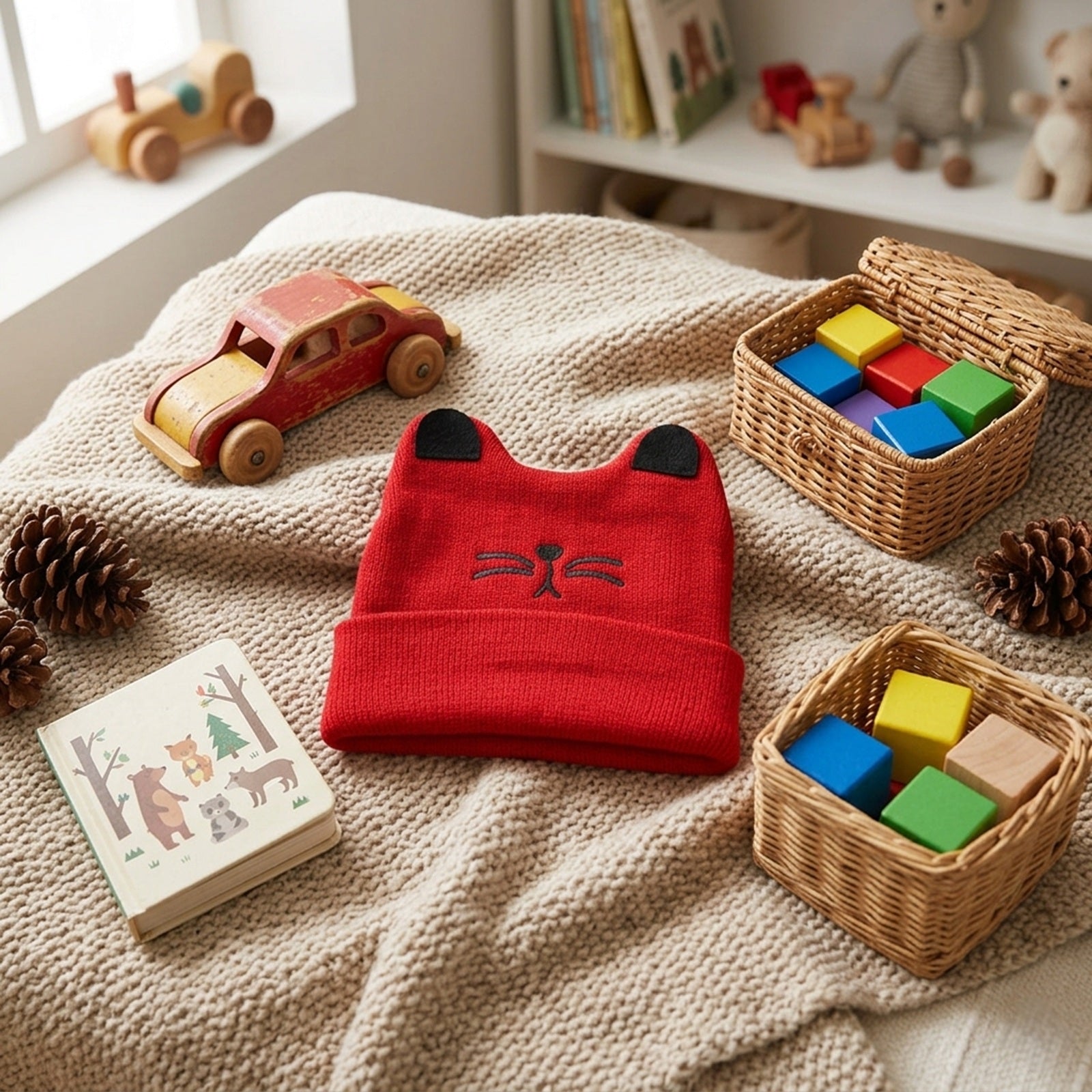 Wrapables Pretend Play Cat Beanie, Red
