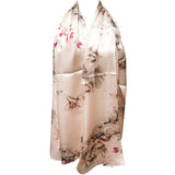 Wrapables Luxurious 100% Charmeuse Silk Long Scarf with Hand Rolled Edges, Pink Flora