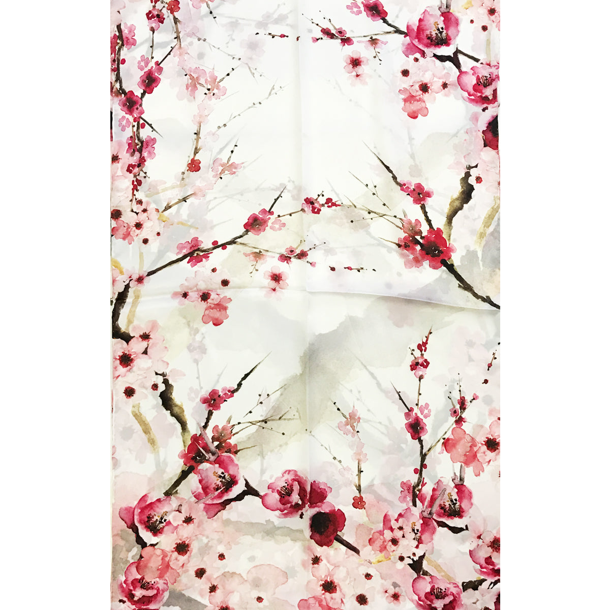 Wrapables Luxurious 100% Charmeuse Silk Long Scarf with Hand Rolled Edges, Pink Petals