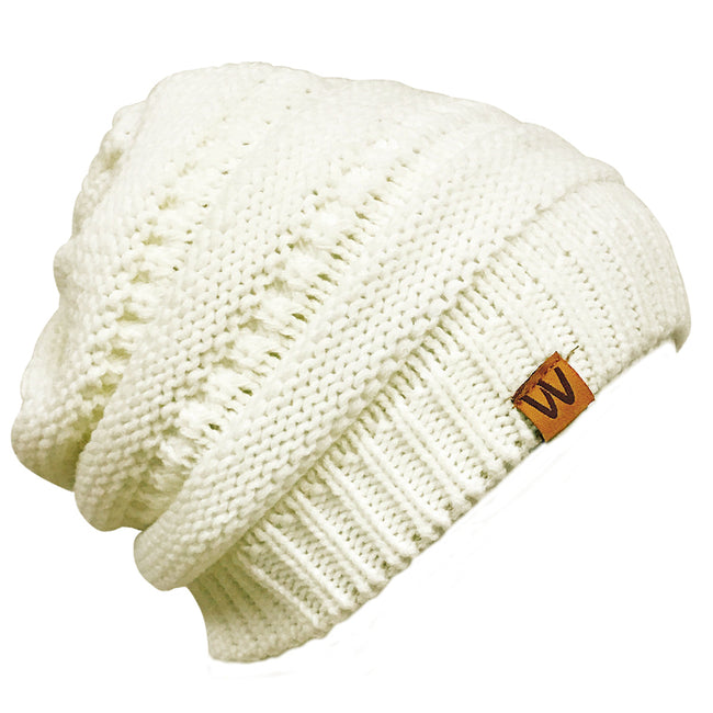 Wrapables Slouchy Winter Beanie Cap Hat, Cream