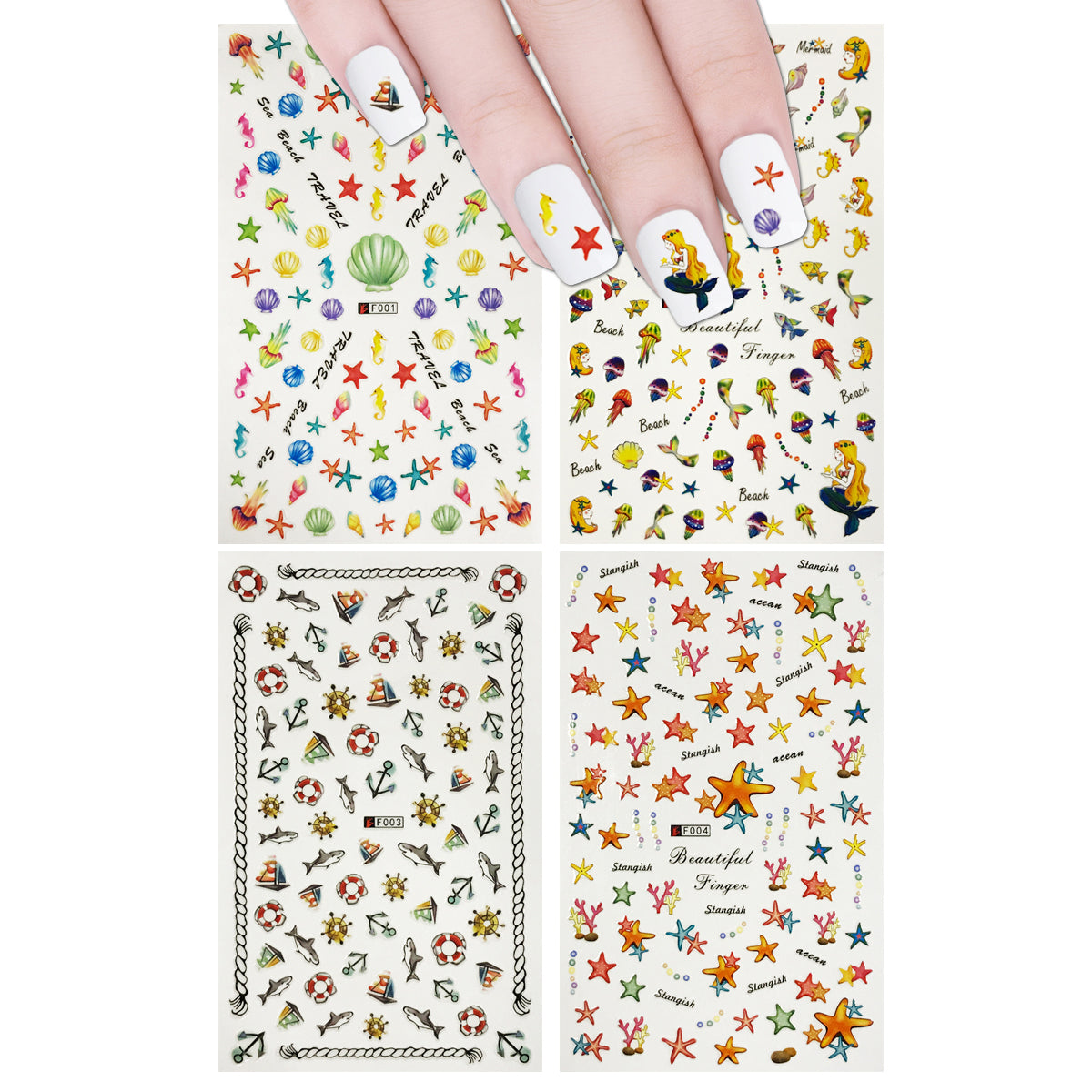 Wrapables 4 Sheets Nail Stickers Nail Art Set