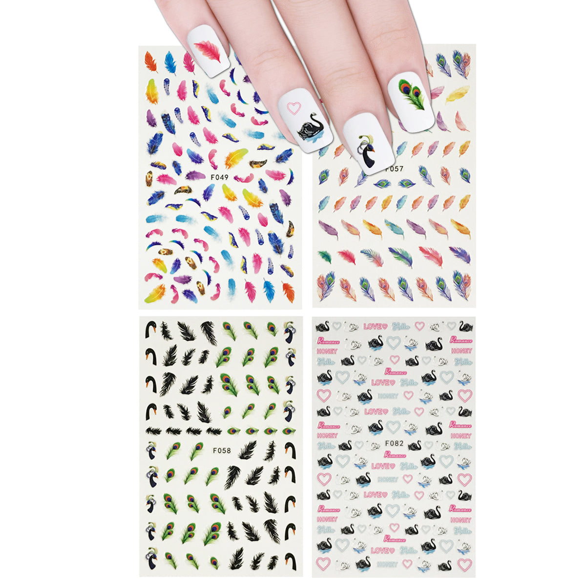 Wrapables 4 Sheets Nail Stickers Nail Art Set