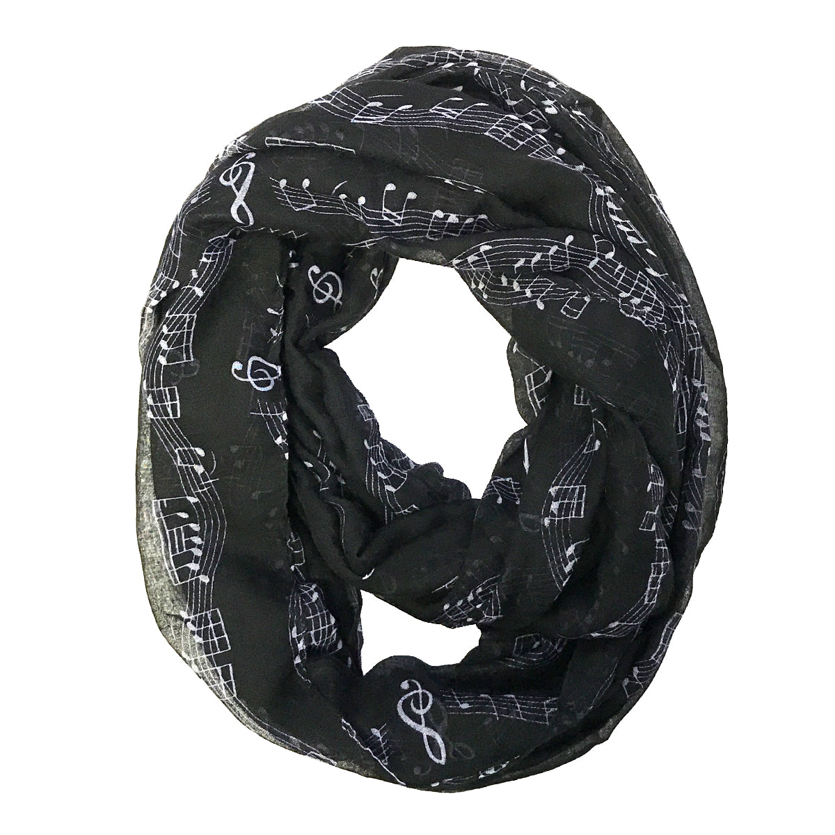 Wrapables Lightweight Musical Notes Infinity Scarf, Black