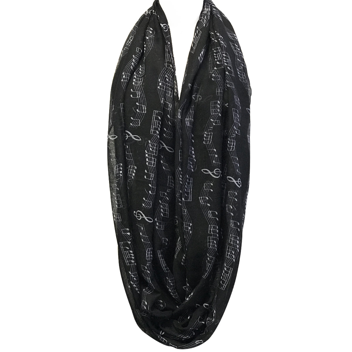 Wrapables Lightweight Musical Notes Infinity Scarf, Black