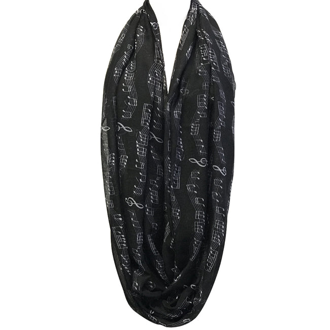 Wrapables Lightweight Musical Notes Infinity Scarf, Black